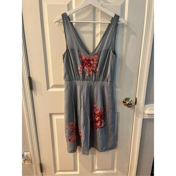 Anthropologie Lil Sequined Glimmering Magnolia Silk Dress sz 6 EUC - Picture 2 of 9